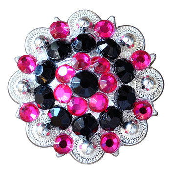 Black Hot Pink Crystal Berry Headstall Saddle Cowgirl Hilason